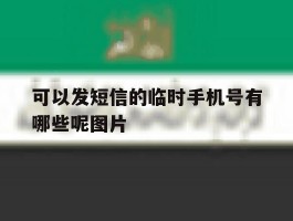可以发短信的临时手机号有哪些呢图片