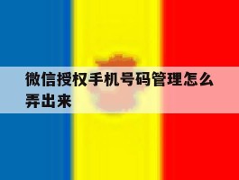 微信授权手机号码管理怎么弄出来