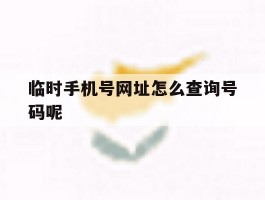临时手机号网址怎么查询号码呢的简单介绍