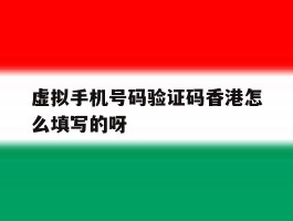 虚拟手机号码验证码香港怎么填写的呀