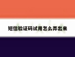 短信验证码试用怎么弄出来