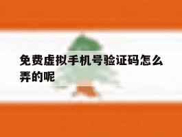 免费虚拟手机号验证码怎么弄的呢