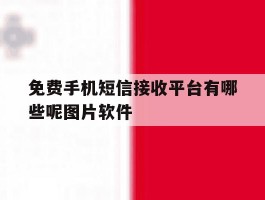 免费手机短信接收平台有哪些呢图片软件