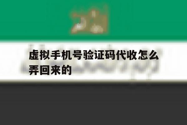 虚拟手机号验证码代收怎么弄回来的 虚拟手机号验证码代收怎么弄回来的