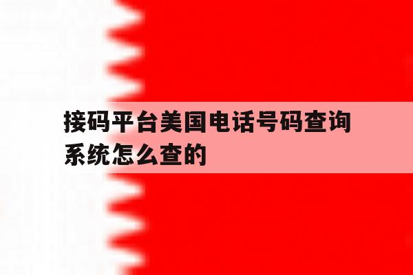 接码平台美国电话号码查询系统怎么查的 接码平台美国电话号码查询系统怎么查的