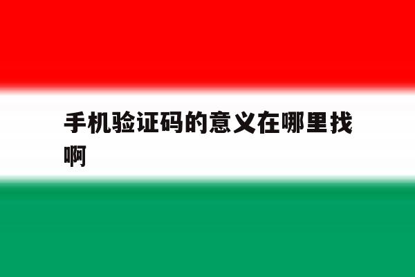 手机验证码的意义在哪里找啊 手机验证码的意义在哪里找啊