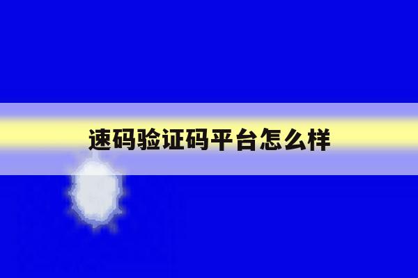 速码验证码平台怎么样 速码验证码平台怎么样