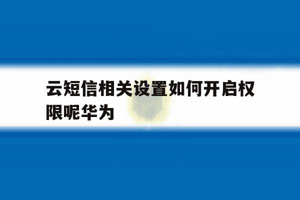 云短信相关设置如何开启权限呢华为 云短信相关设置如何开启权限呢华为