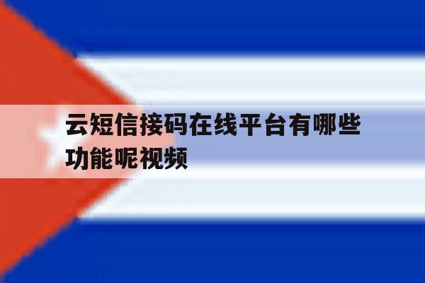 云短信接码在线平台有哪些功能呢视频 云短信接码在线平台有哪些功能呢视频